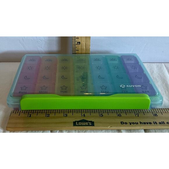 Auvon 7 Day Weekly Medication Pill Organizer Storage Container Box 4 Times A Day - Picture 6 of 6